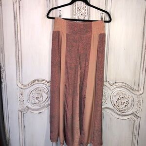 RAGA Cropped Smocked Waist Flowy Wide Cut Leg Lounging Pants